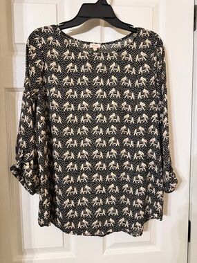 Pixley Black and White Elephant Print Blouse